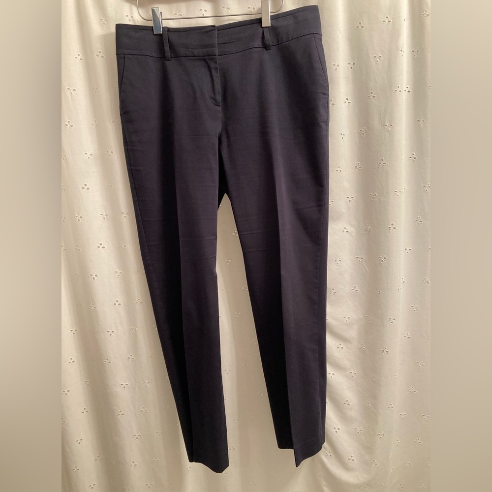 Ann Taylor Navy Chino Cotton Blend Ankle Pants Flat Front Size 10P